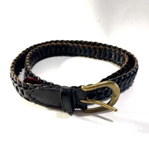 Cole Haan genuine leather belt VTG classic braided black casual men 38